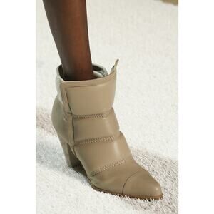 Chloé Devon Natural Taupe Padded Quilted Leather Suede Ankle Boots size 37